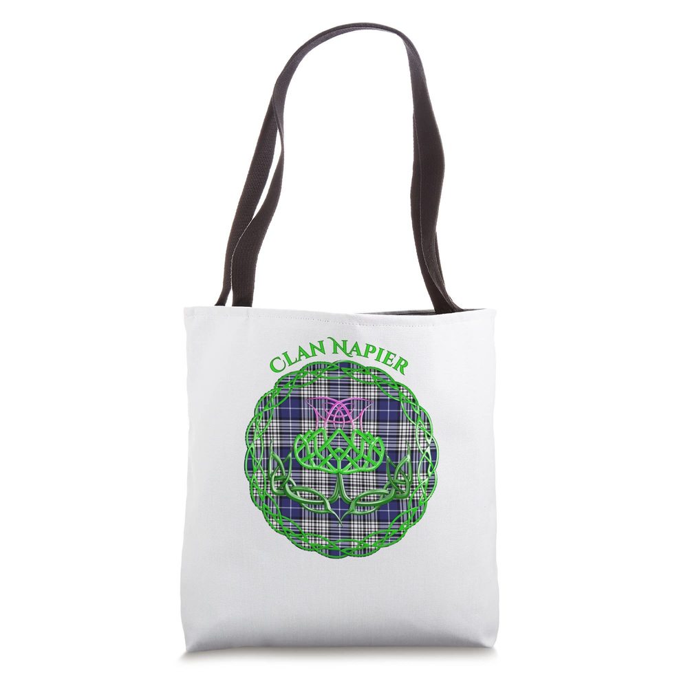 Clan Napier Scottish Tartan Celtic Thistle Tote Bag >:)
